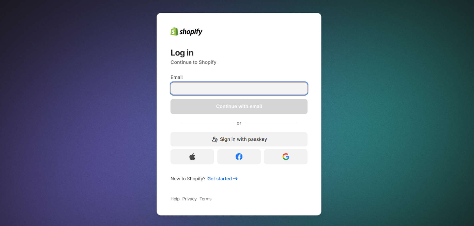 shopify login
